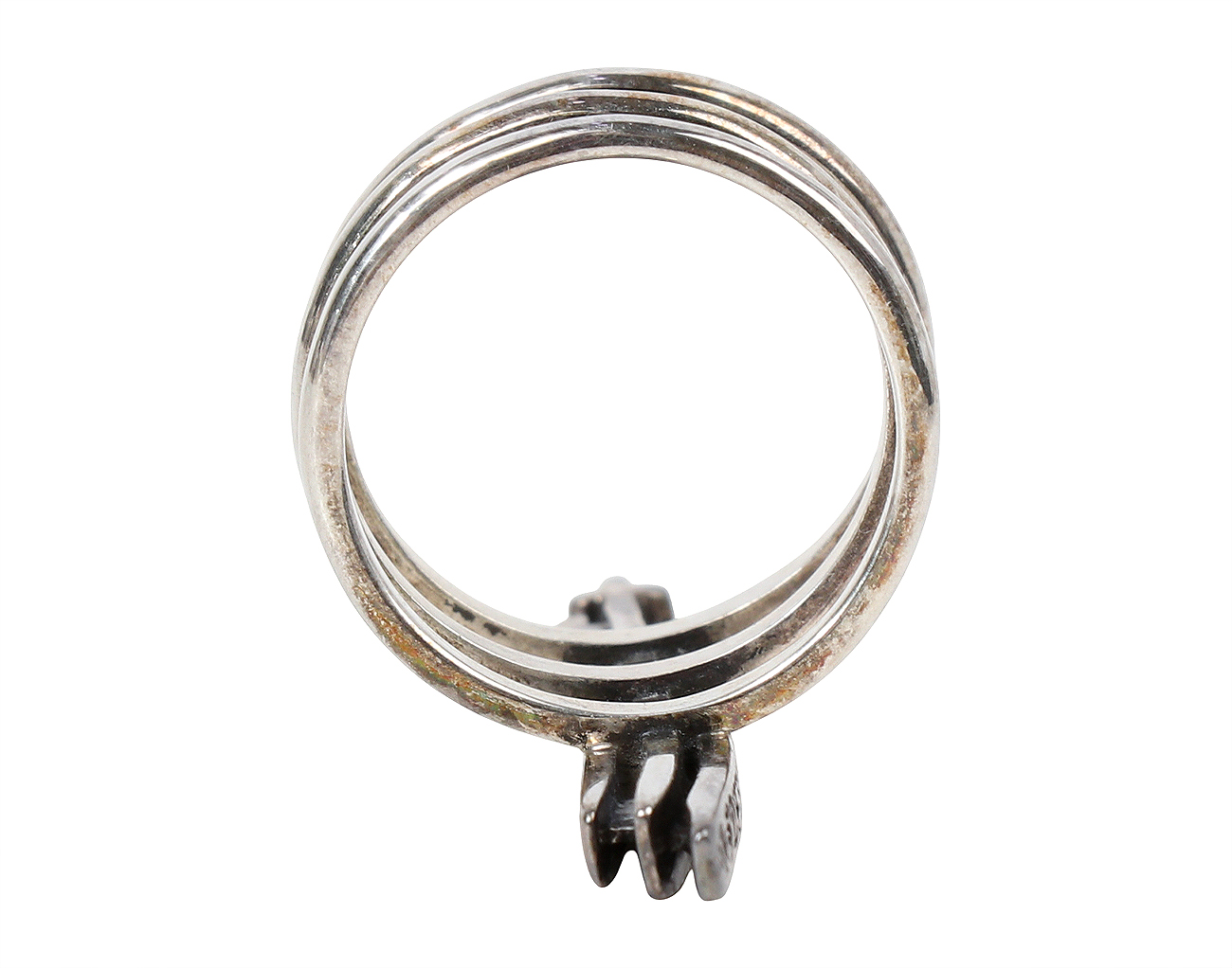 크롬하츠 RS3 크로스 V 트리플 밴드 링 실버 파베 다이아몬드 7