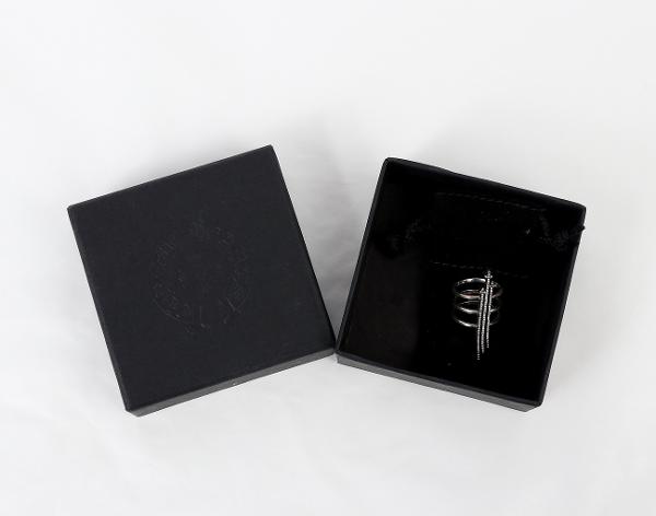 크롬하츠 RS3 크로스 V 트리플 밴드 링 실버 파베 다이아몬드 7