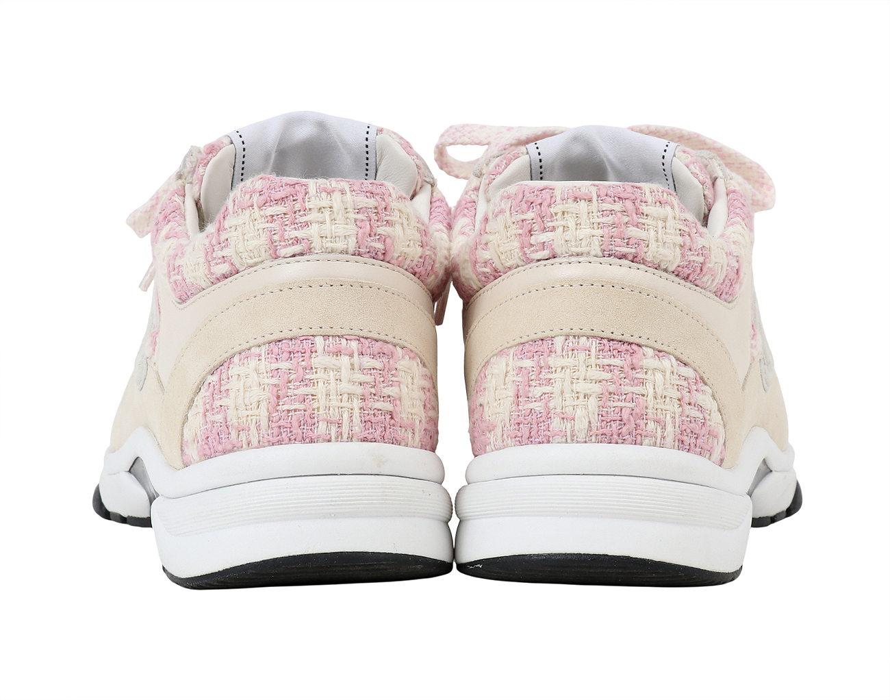 샤넬 트위드 스니커즈 핑크 에크루 37
