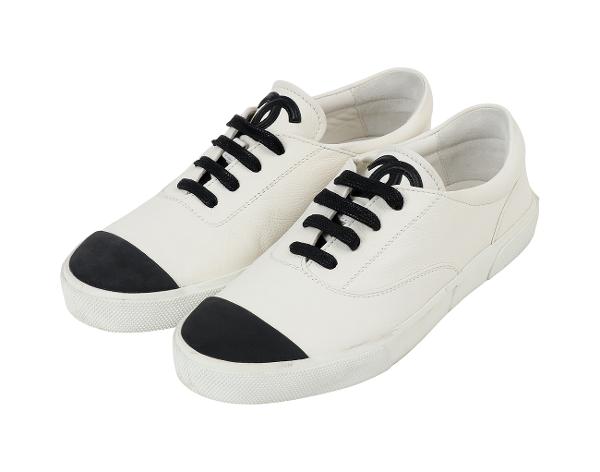 샤넬 캡 토 CC 스니커즈 화이트 블랙 37 1/2