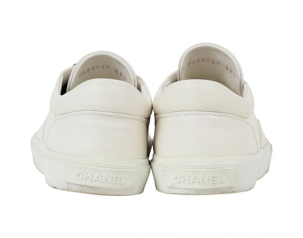 샤넬 캡 토 CC 스니커즈 화이트 블랙 37 1/2