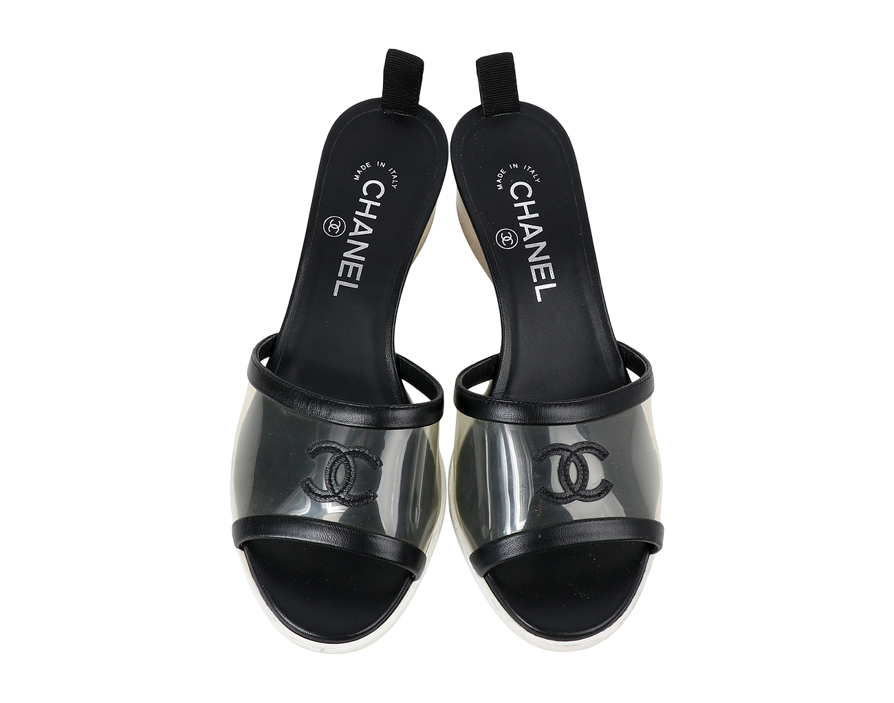 샤넬 PVC CC 뮬 블랙 37 1/2C