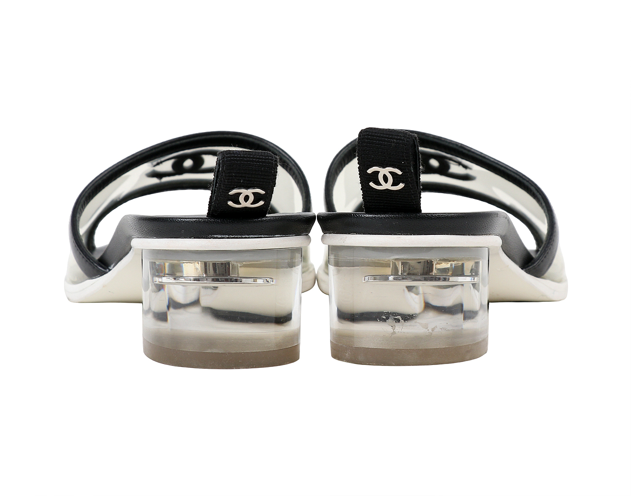 샤넬 PVC CC 뮬 블랙 37 1/2C