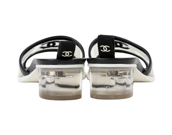 샤넬 PVC CC 뮬 블랙 37 1/2C