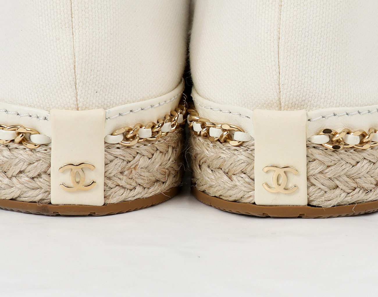 샤넬 체인 트리밍 레이스업 아이보리 블랙 37C