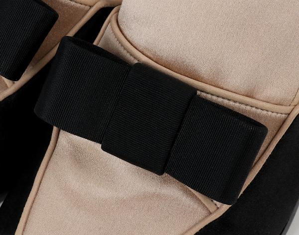 샤넬 오픈 토 보우 앵클 스트랩 로퍼 베이지 블랙 37C