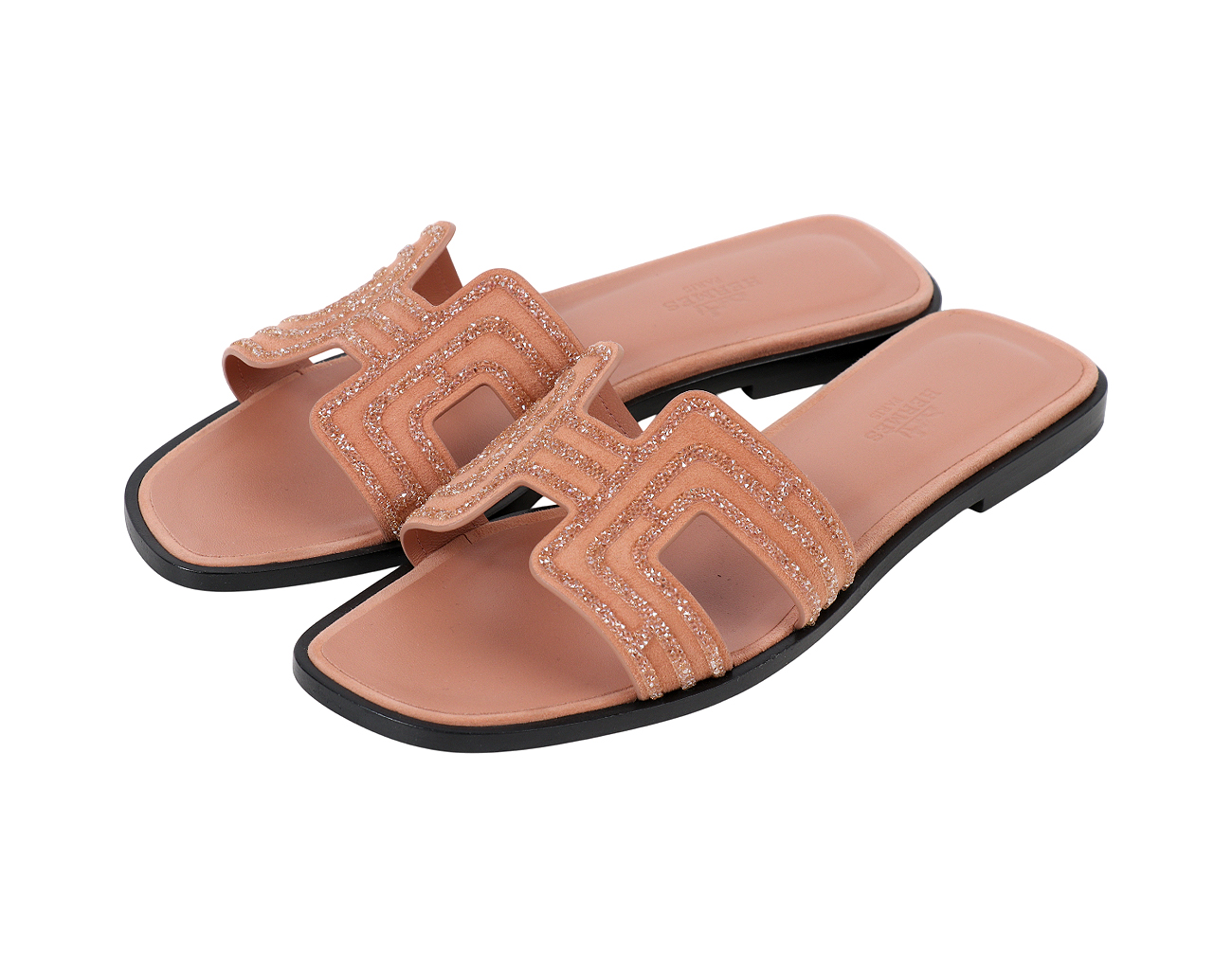 에르메스 아케인 라인스톤 오란 샌들 로즈 오브 누드 37 1/2