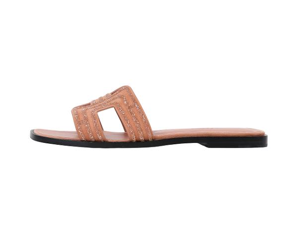 에르메스 아케인 라인스톤 오란 샌들 로즈 오브 누드 37 1/2