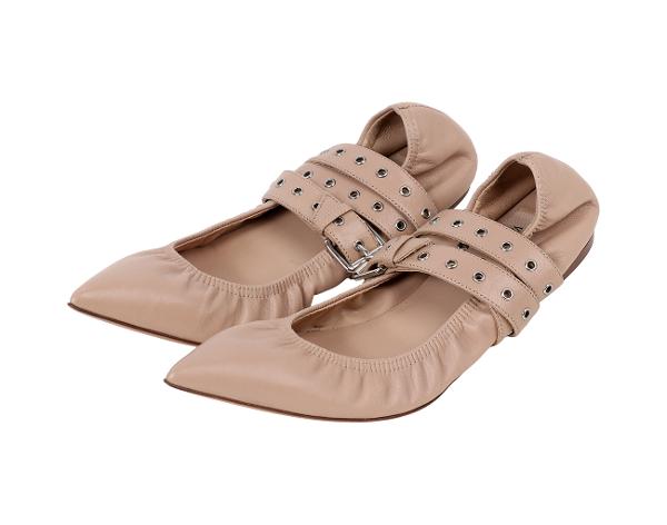 발렌티노 러브 래치 플랫 슈즈 베이지 37