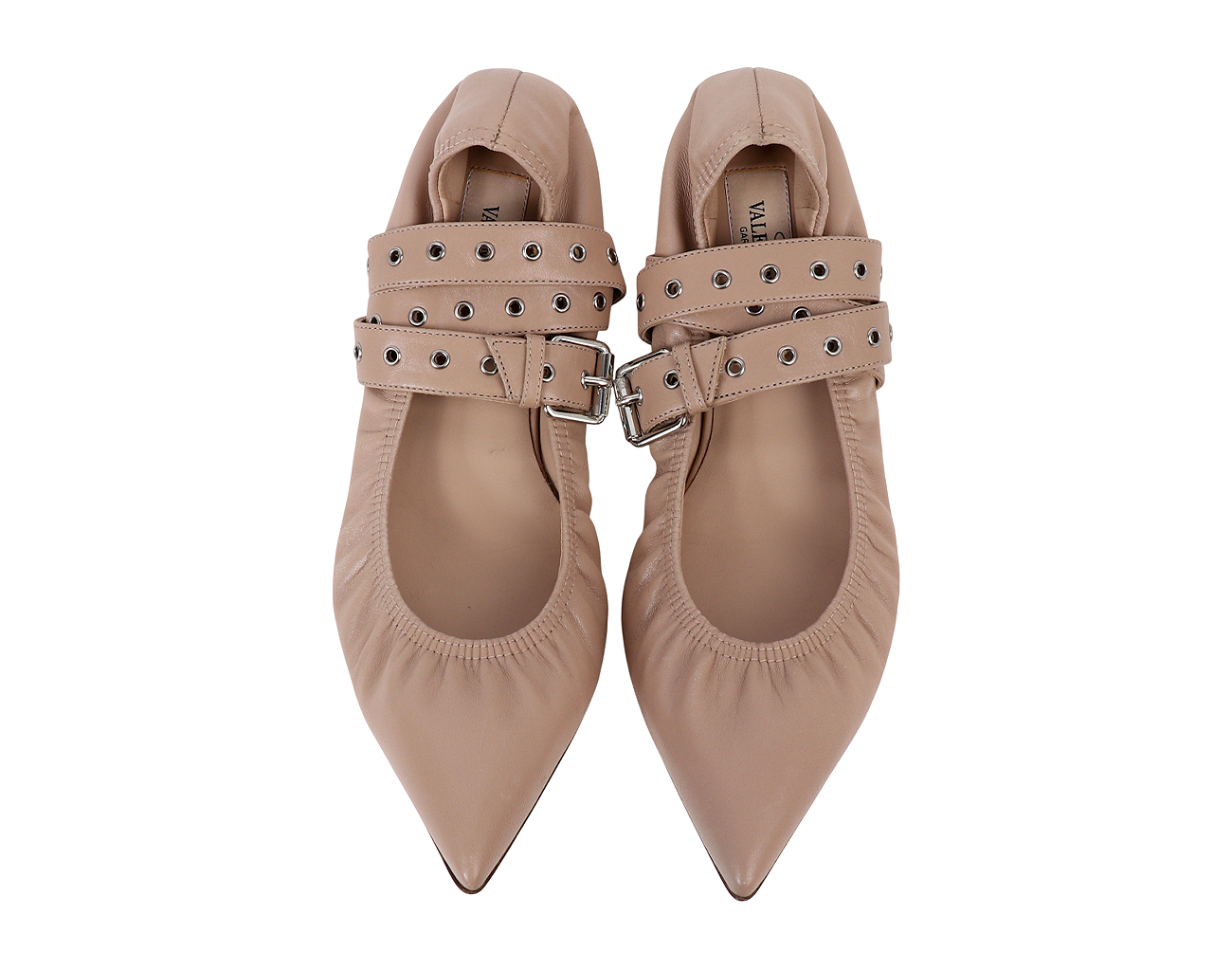 발렌티노 러브 래치 플랫 슈즈 베이지 37