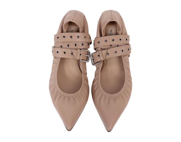 발렌티노 러브 래치 플랫 슈즈 베이지 37