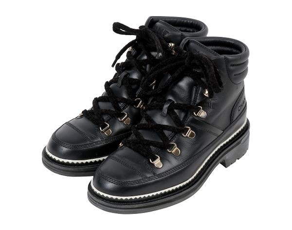 샤넬 하이킹 레이스업 부츠 블랙 36 1/2