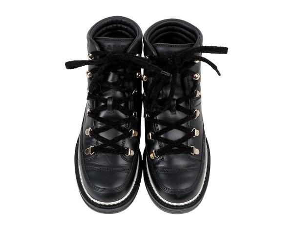 샤넬 하이킹 레이스업 부츠 블랙 36 1/2