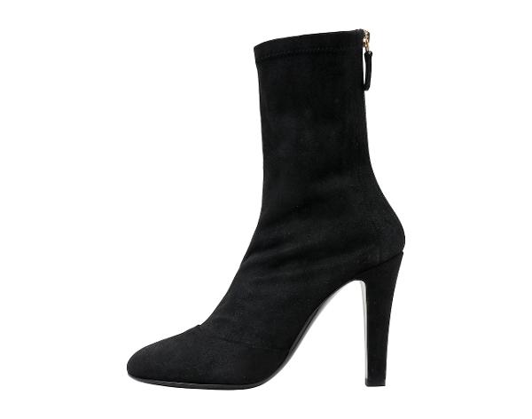 샤넬 스트레치 스웨이드 앵클 부츠 블랙 37 1/2C