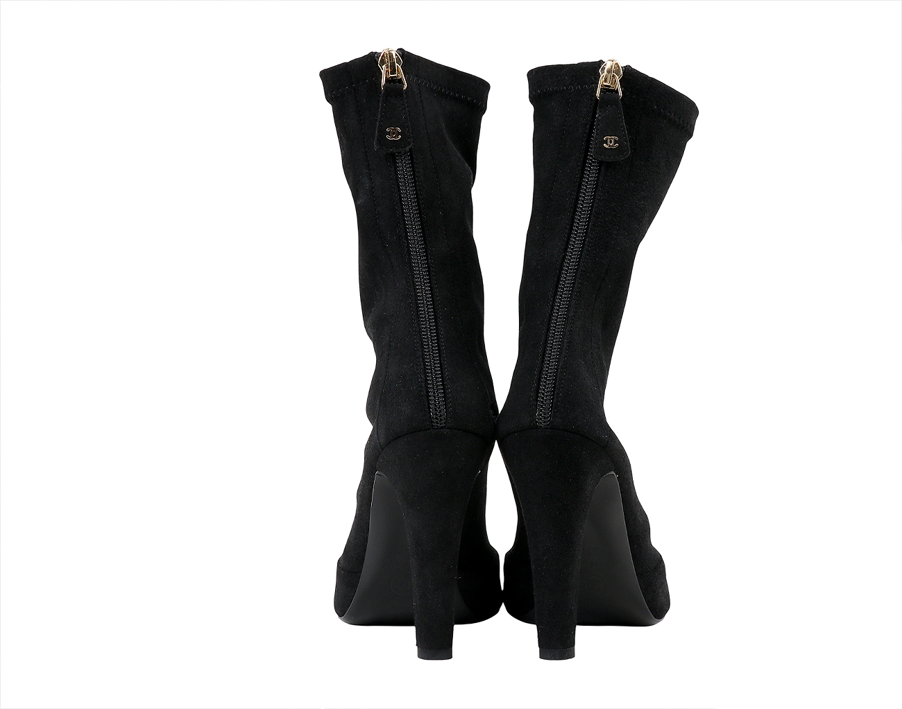 샤넬 스트레치 스웨이드 앵클 부츠 블랙 37 1/2C