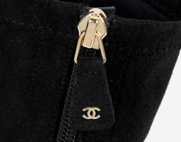 샤넬 스트레치 스웨이드 앵클 부츠 블랙 37 1/2C