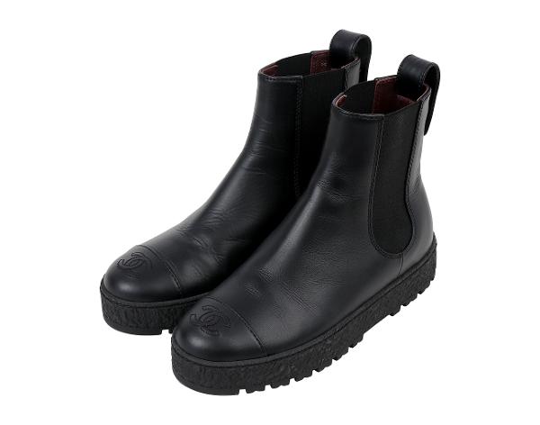 샤넬 백 턴락 CC 첼시 앵클 부츠 블랙 37 1/2C