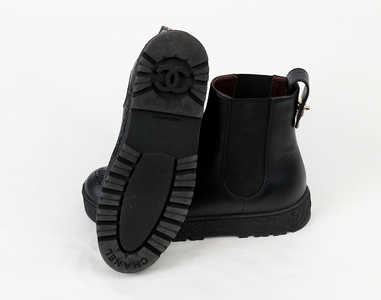 샤넬 백 턴락 CC 첼시 앵클 부츠 블랙 37 1/2C