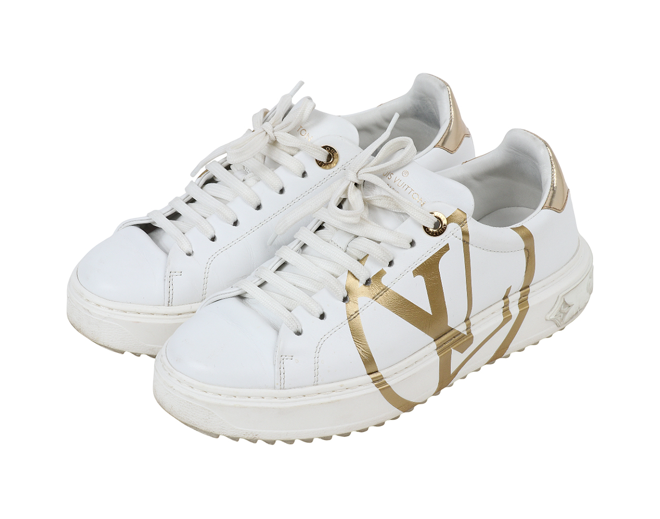 루이비통 서클 로고 타임아웃 스니커즈 화이트 골드 36