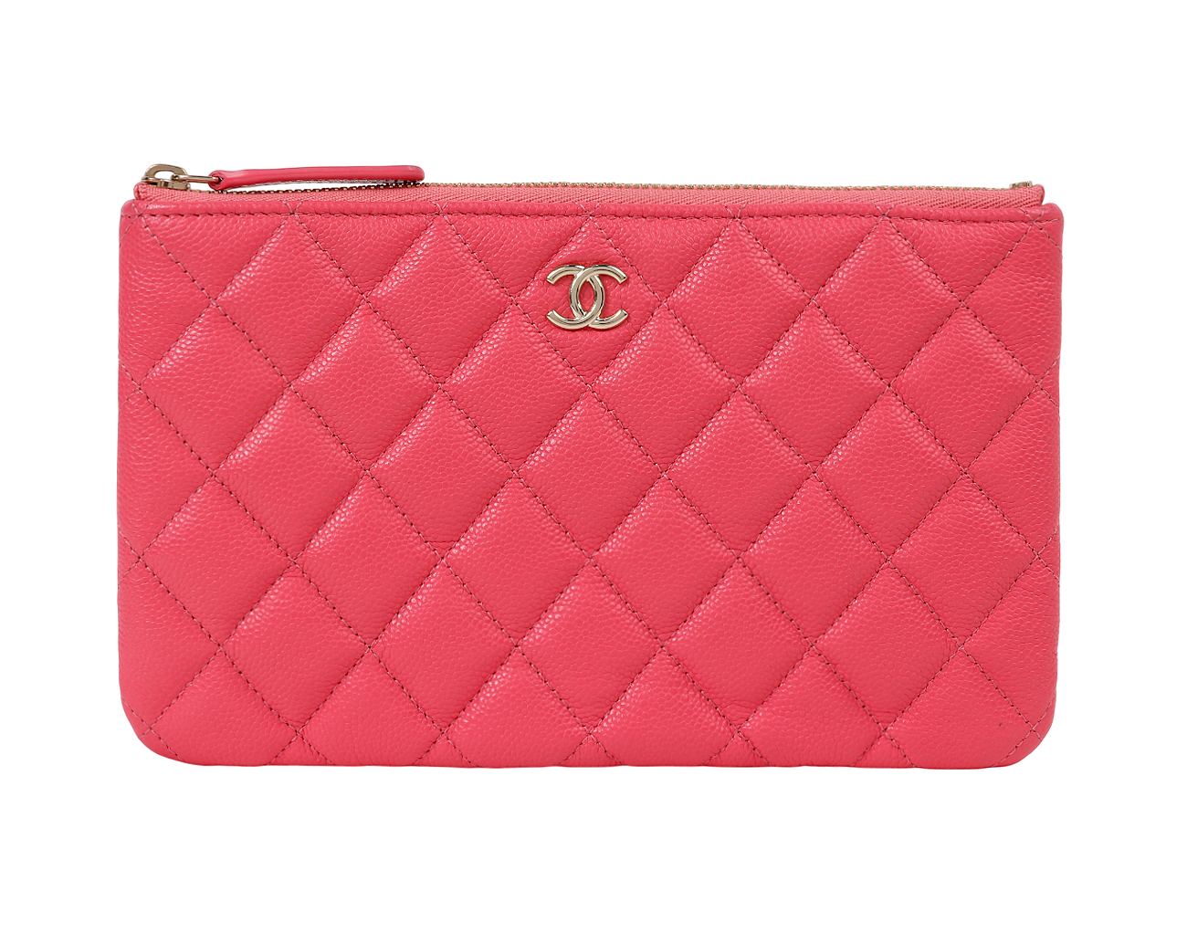 샤넬 클래식 파우치 스몰 핑크 샴페인골드 캐비어