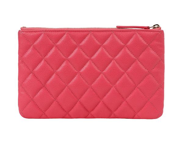 샤넬 클래식 파우치 스몰 핑크 샴페인골드 캐비어