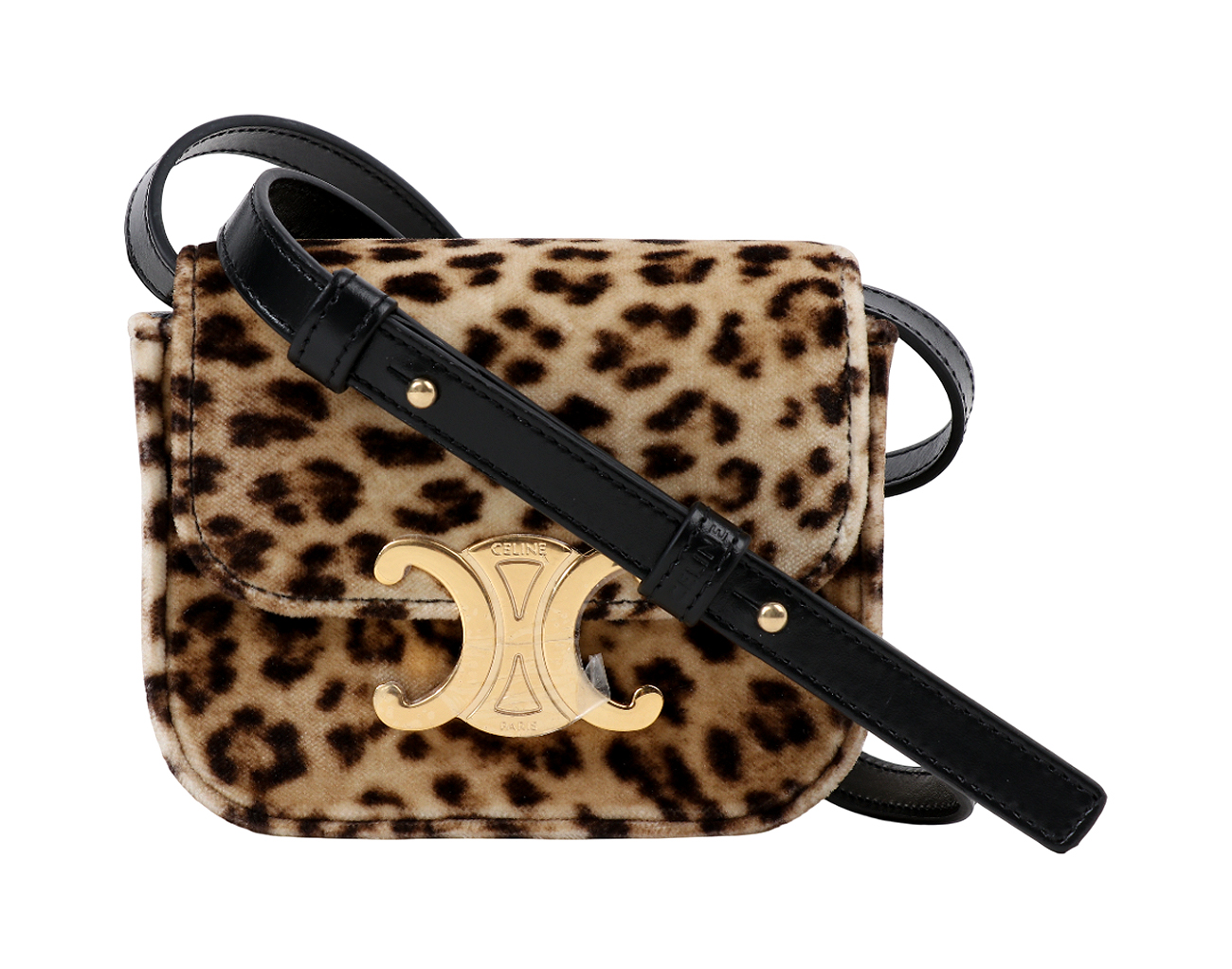 셀린느 벨벳 미니 클로드 레오파드