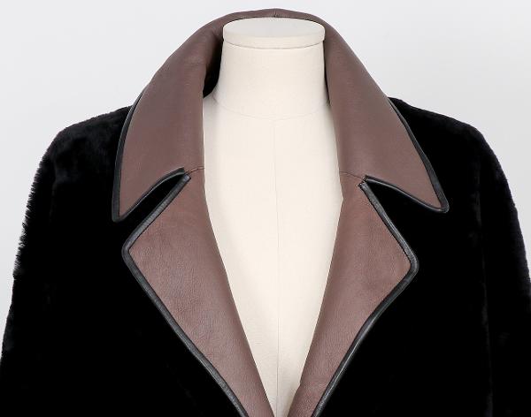 블랑샤 리버시블 무스탕 코트 블랙 브라운 38