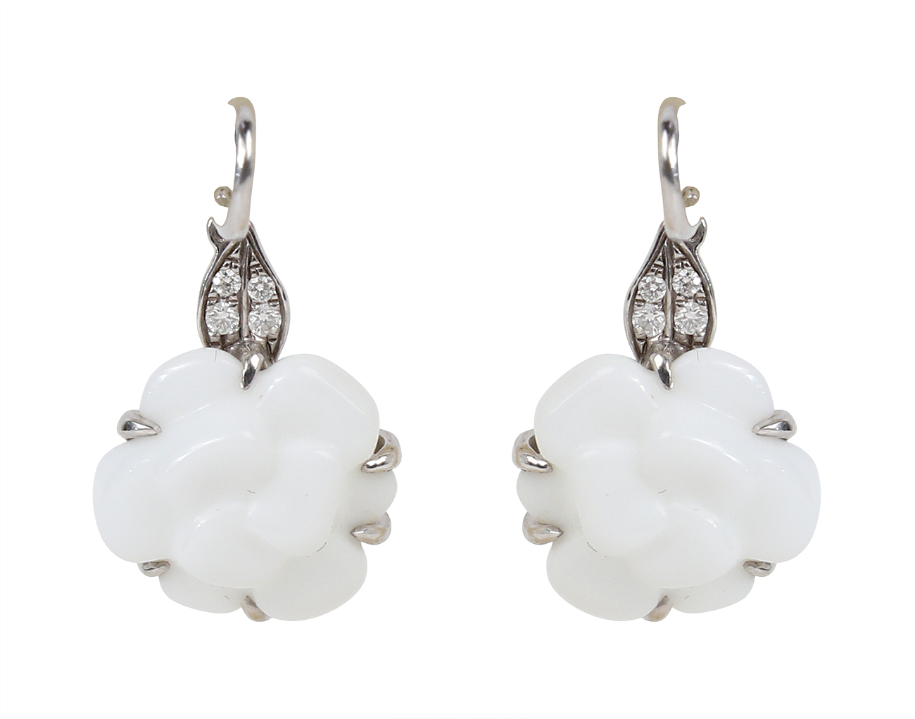 샤넬 까멜리아 드롭 이어링 화이트골드 다이아몬드