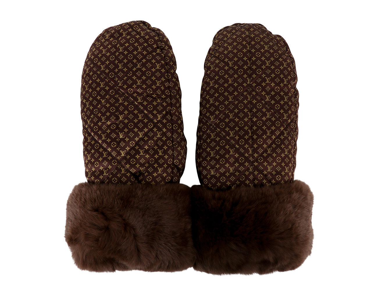 루이비통 실크 퍼 글러브 모노그램 브라운