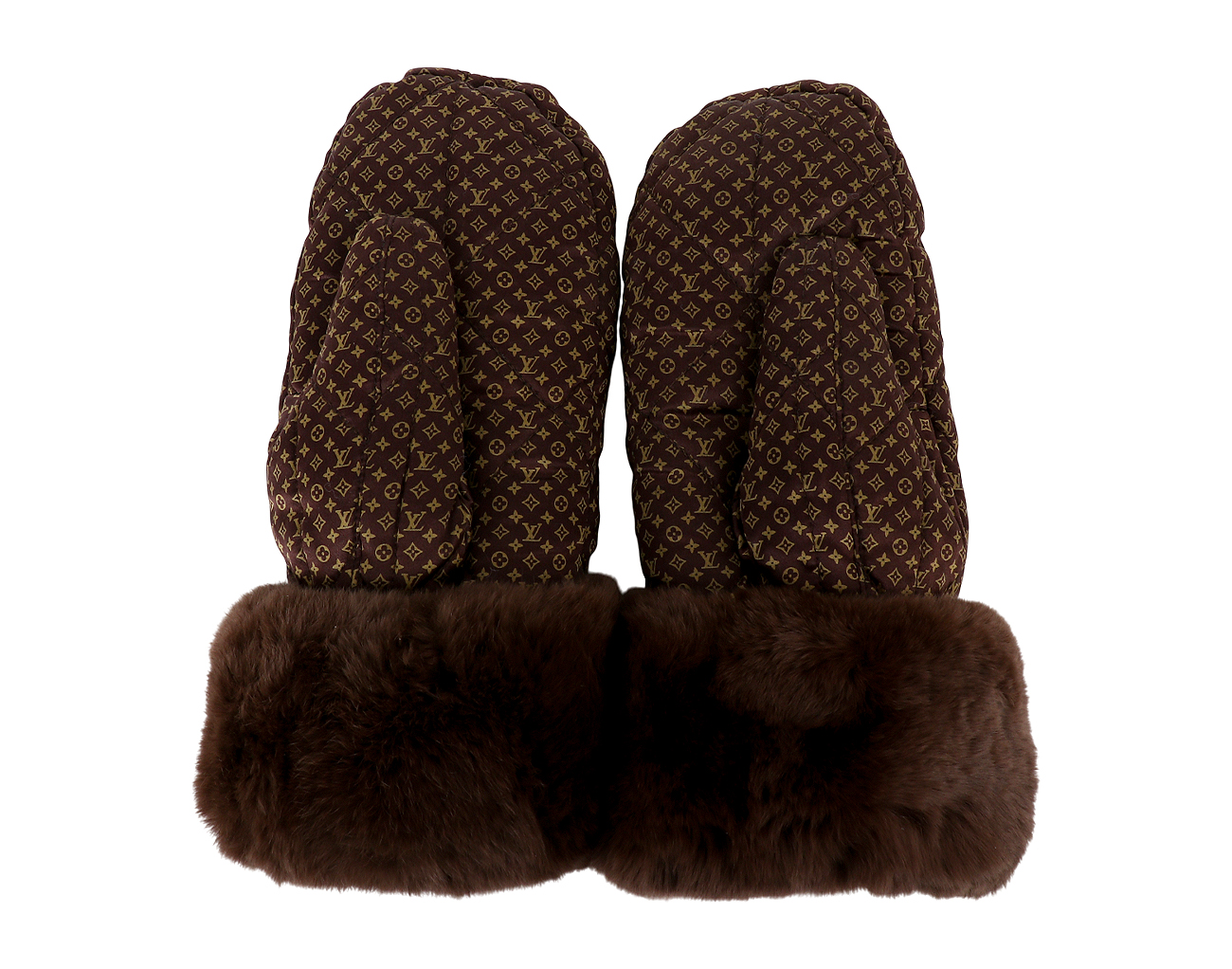 루이비통 실크 퍼 글러브 모노그램 브라운