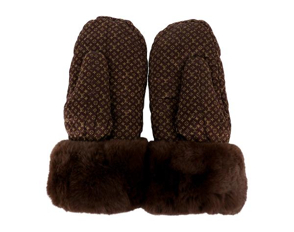 루이비통 실크 퍼 글러브 모노그램 브라운