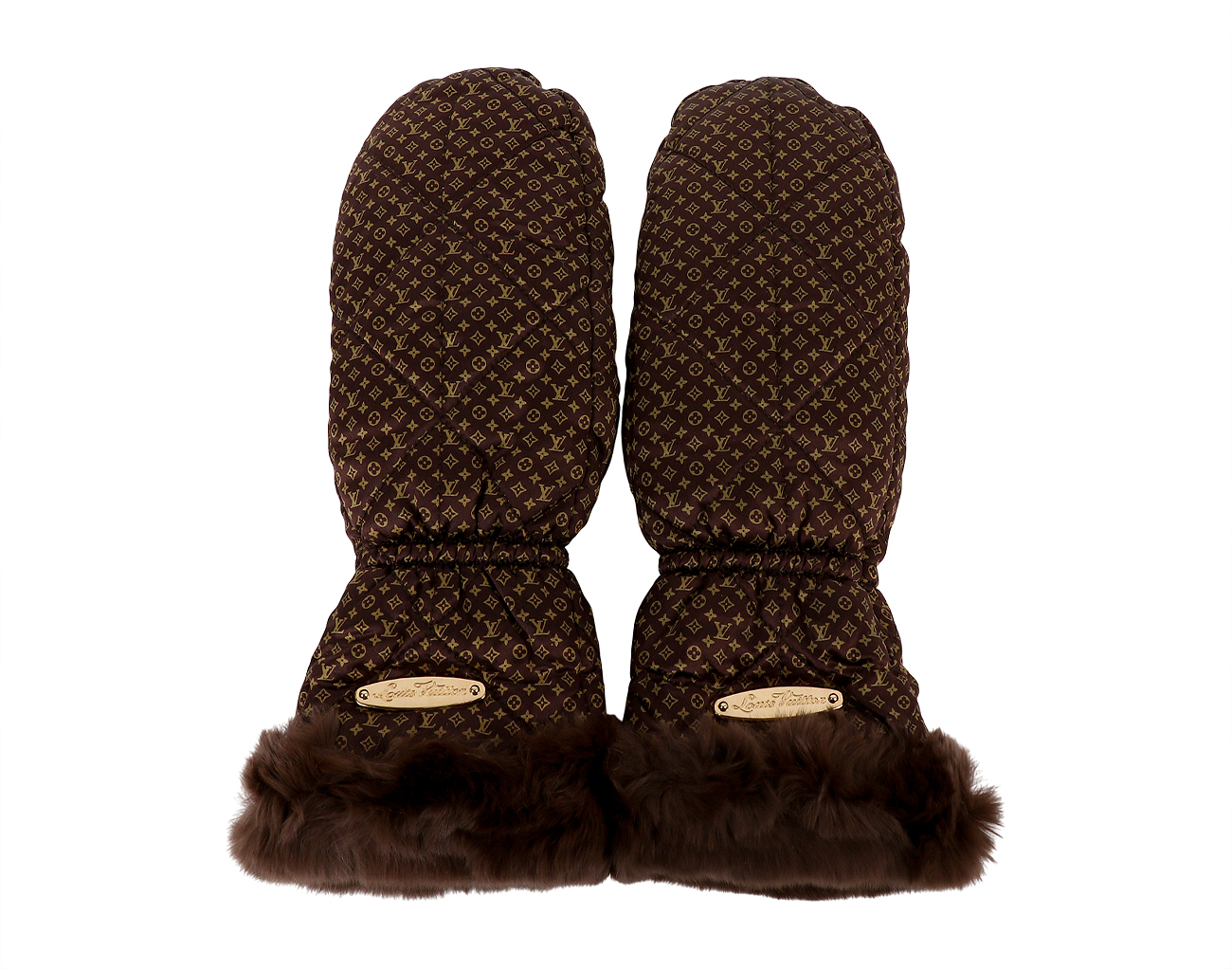 루이비통 실크 퍼 글러브 모노그램 브라운