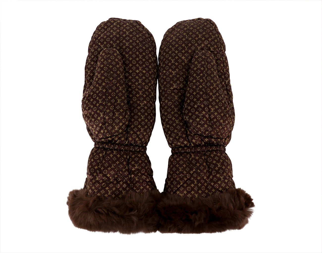 루이비통 실크 퍼 글러브 모노그램 브라운
