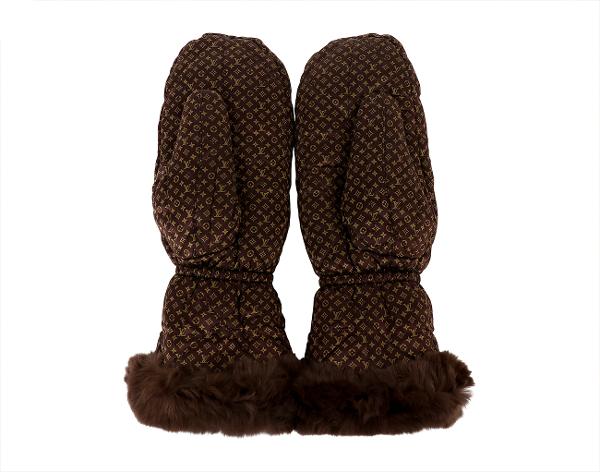 루이비통 실크 퍼 글러브 모노그램 브라운