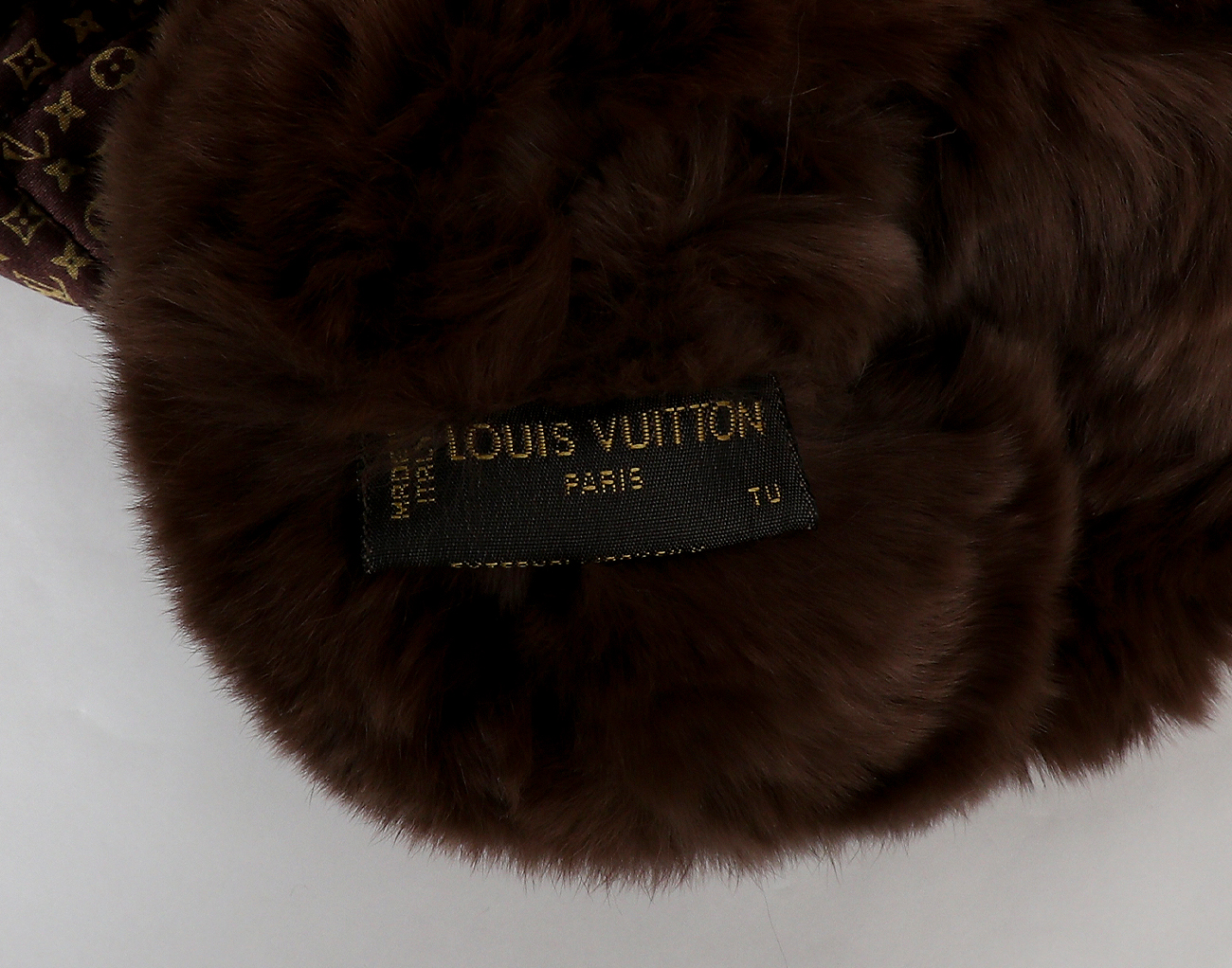 루이비통 실크 퍼 글러브 모노그램 브라운