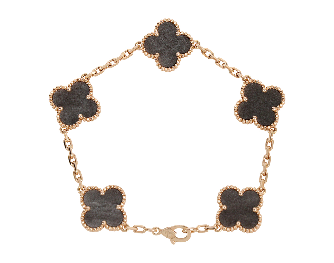 반클리프아펠 빈티지 알함브라 브레이슬릿 5 모티브 로즈골드 실버 옵시디언