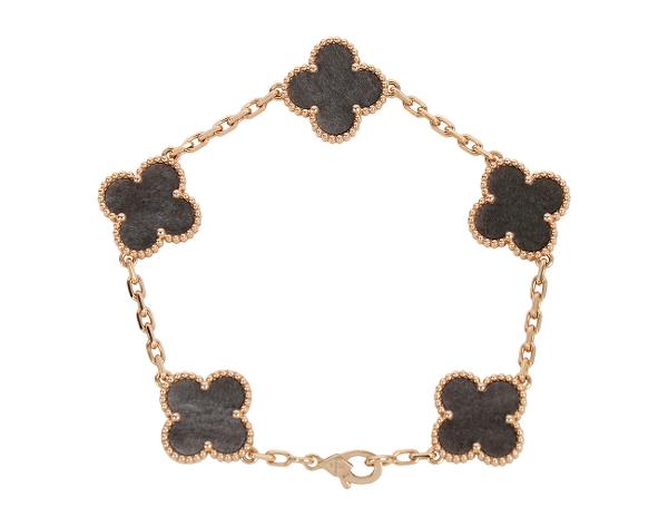 반클리프아펠 빈티지 알함브라 브레이슬릿 5 모티브 로즈골드 실버 옵시디언