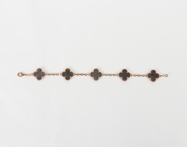 반클리프아펠 빈티지 알함브라 브레이슬릿 5 모티브 로즈골드 실버 옵시디언