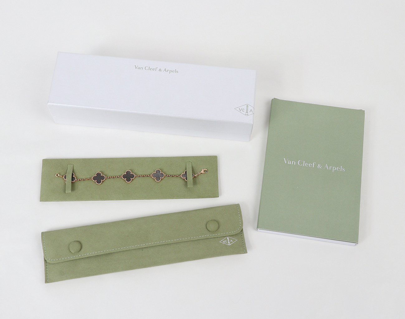 반클리프아펠 빈티지 알함브라 브레이슬릿 5 모티브 로즈골드 실버 옵시디언