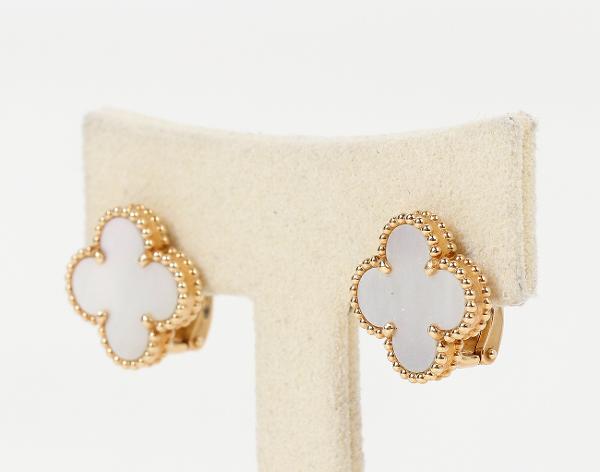 반클리프아펠 빈티지 알함브라 이어링 옐로우골드 마더오브펄