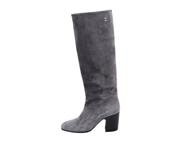 샤넬 스웨이드 롱 부츠 그레이 36C