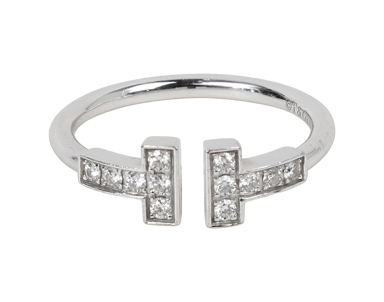 티파니 T 와이어 링 화이트골드 다이아몬드 