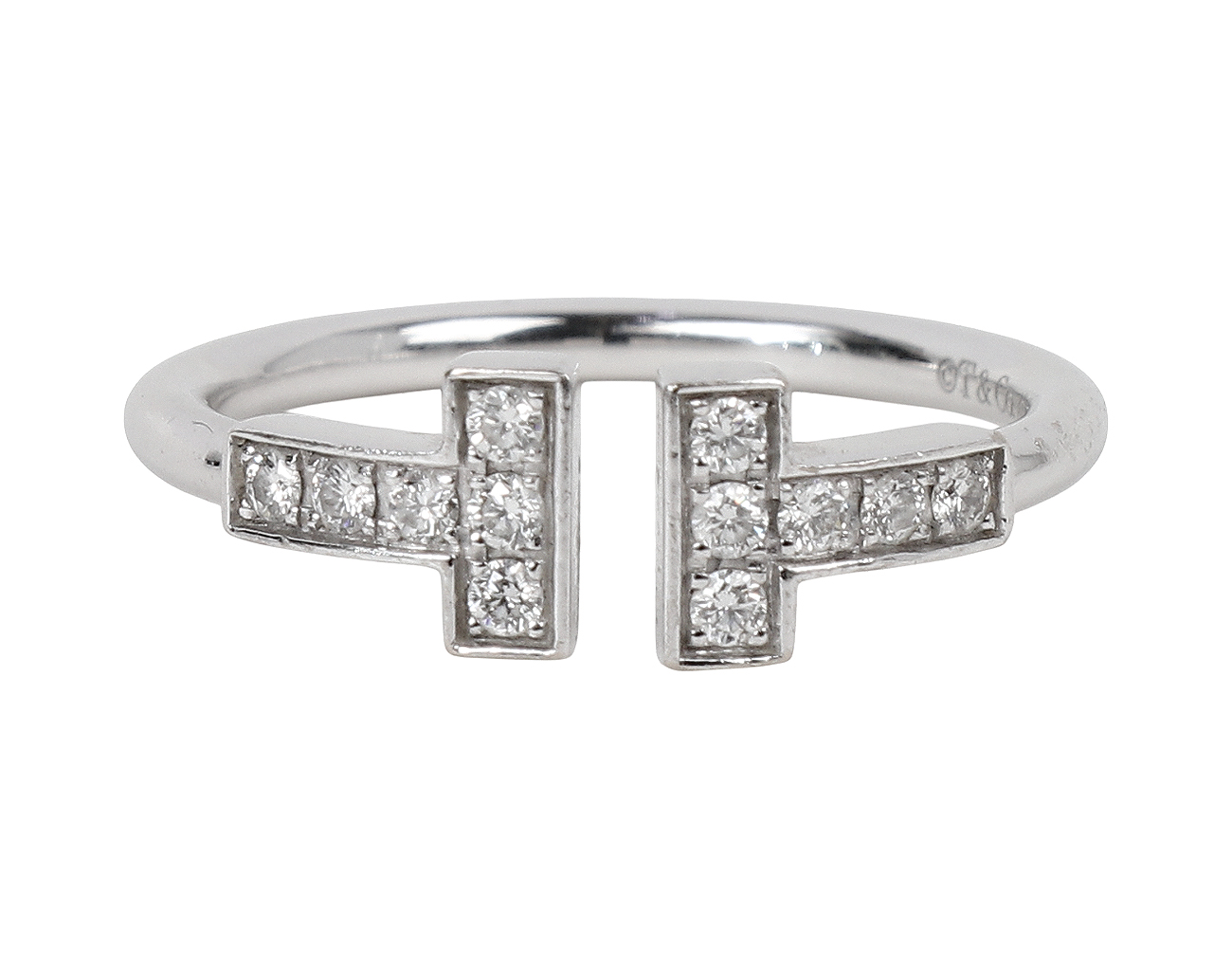 티파니 T 와이어 링 화이트골드 다이아몬드 