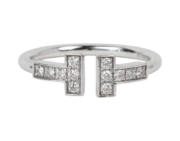 티파니 T 와이어 링 화이트골드 다이아몬드 