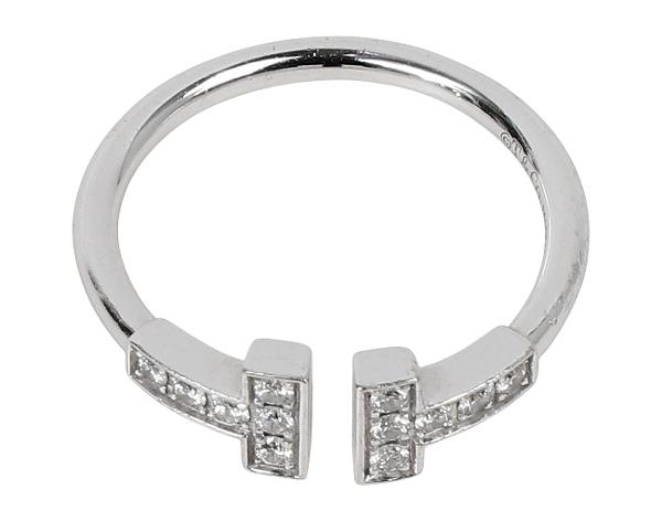 티파니 T 와이어 링 화이트골드 다이아몬드 