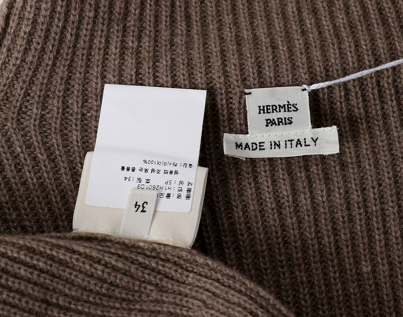 에르메스 하이 칼라 스웨터 베이지 신 34