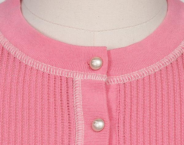 샤넬 펄 버튼 풀오버 핑크 36