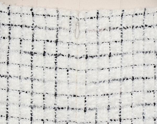 샤넬 트위트 스커트 화이트 실버 블랙 38