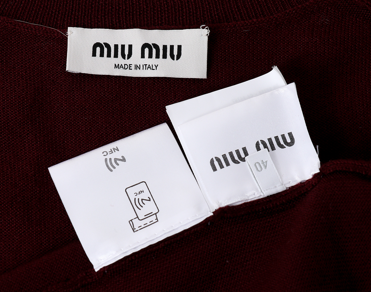 미우미우 울 스웨터 베스트 아마란스 레드 40