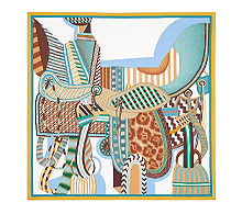 에르메스 까레 스카프 90 라 셀 이마지네르 미엘 베르트 블랑